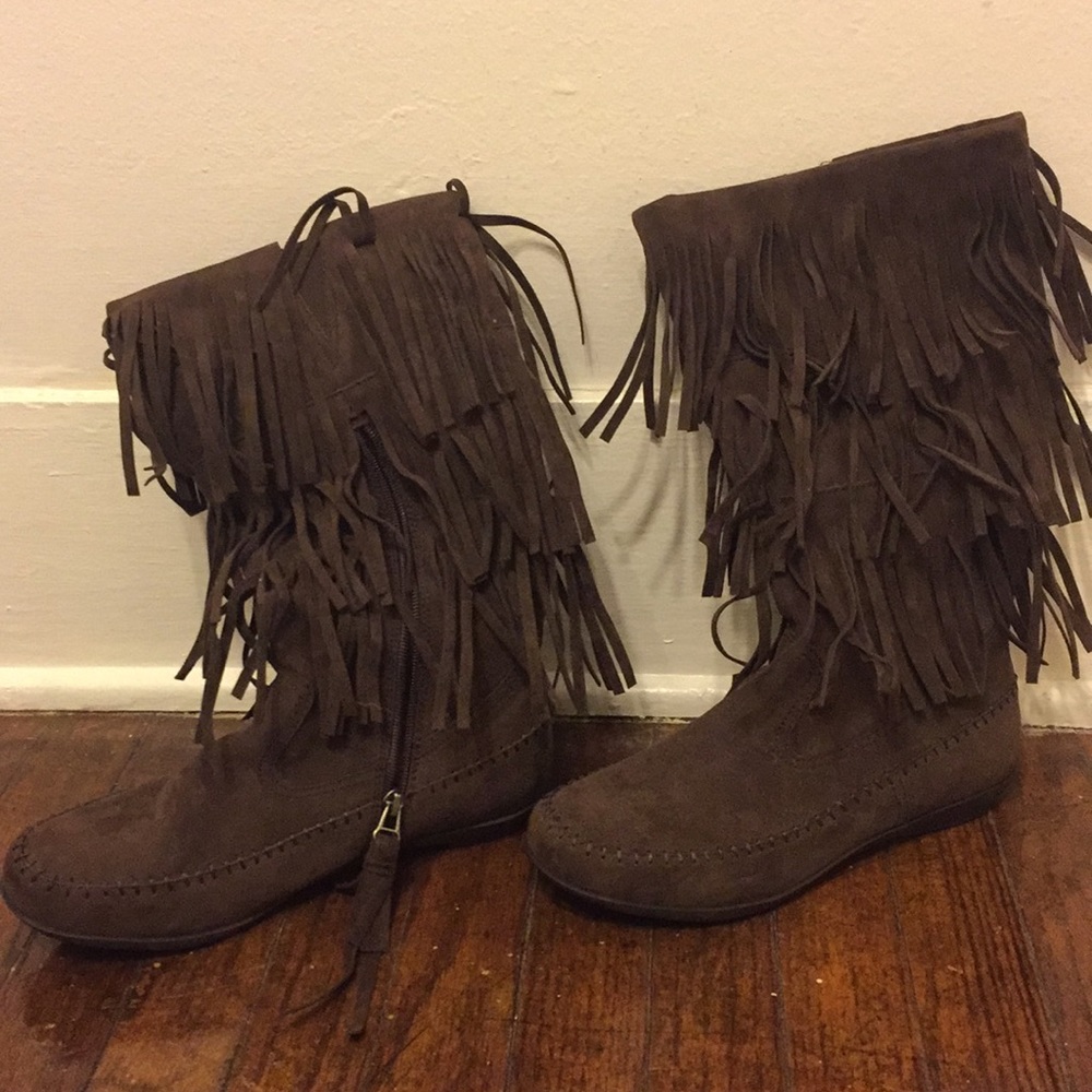 Dark Brown fringe boots